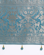 Monjolika Fashion Cyan blue Zari Weaving Work Banarasi Satin Silk Traditional Saree | Grocsy