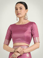 Monjolika Fashion Dusty Pink Zari Weaving Work Banarasi Satin Silk Traditional Saree | Grocsy