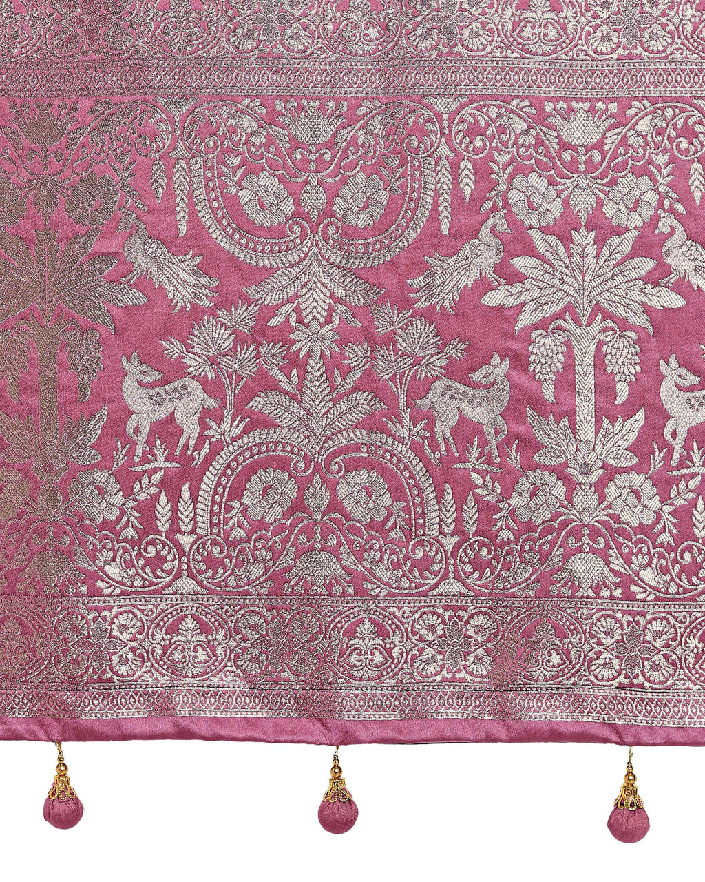 Monjolika Fashion Dusty Pink Zari Weaving Work Banarasi Satin Silk Traditional Saree | Grocsy