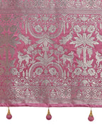 Monjolika Fashion Dusty Pink Zari Weaving Work Banarasi Satin Silk Traditional Saree | Grocsy