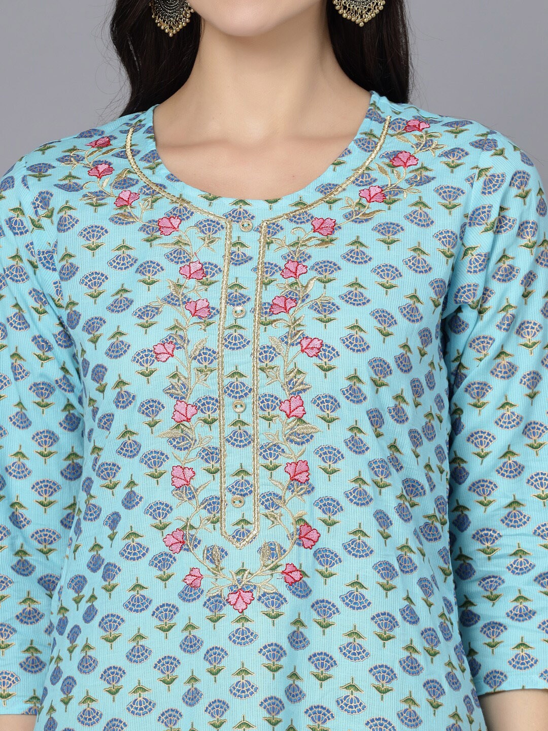 HERE&NOW Women Ethnic Motifs Printed Flared Sleeves Kurta | Grocsy