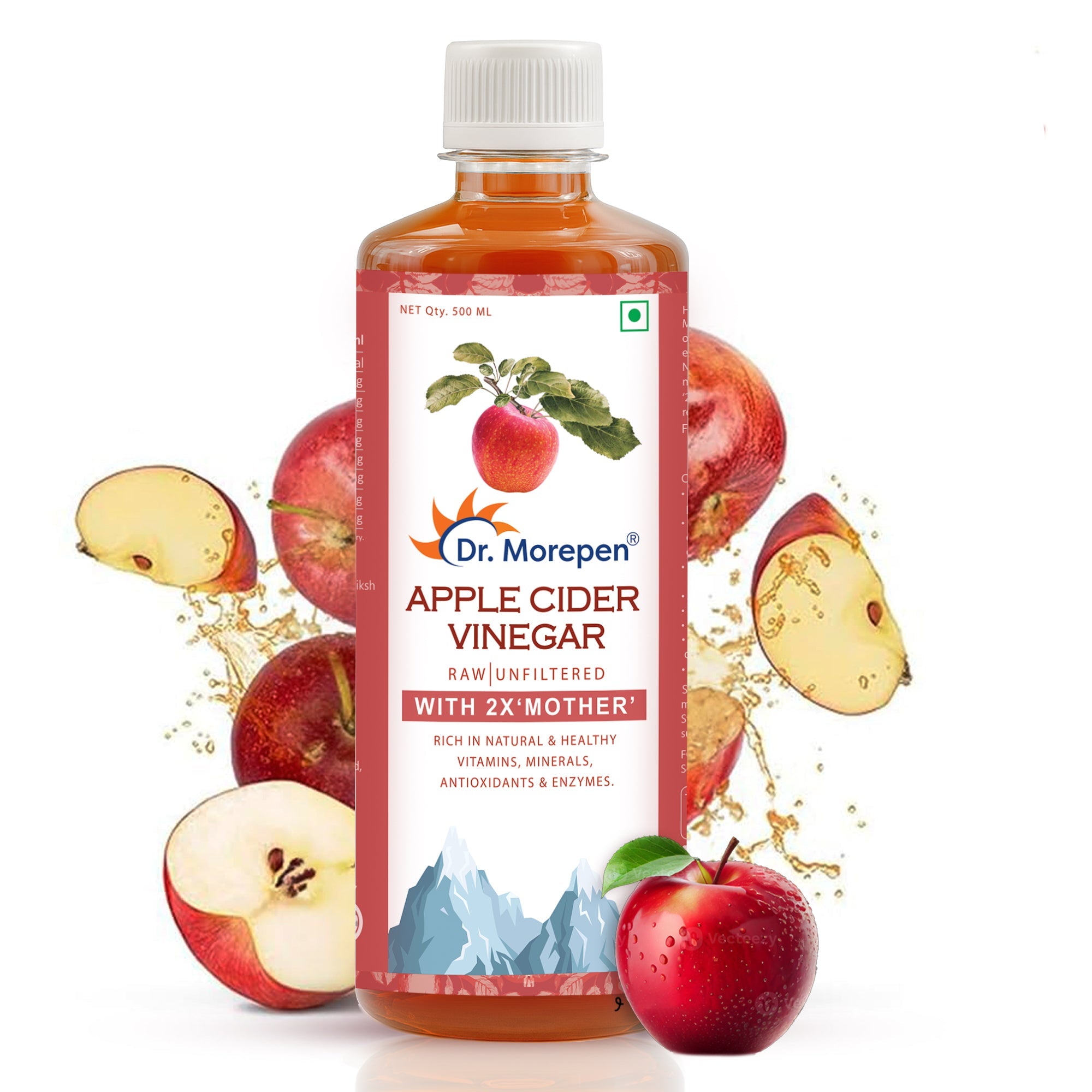 Dr. Morepen Apple Cider Vinegar With 2x Mother for Weight Management, Immunity, Skin & Hair | Grocsy
