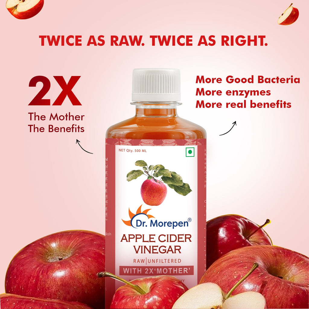 Dr. Morepen Apple Cider Vinegar With 2x Mother for Weight Management, Immunity, Skin & Hair | Grocsy