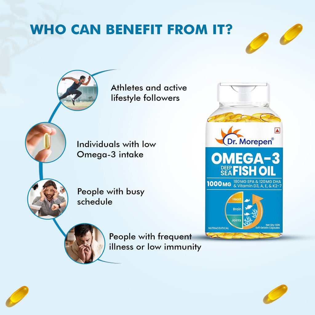 Dr. Morepen Omega 3 Deep Sea Fish Oil Softgels | Grocsy