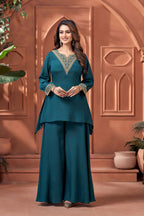 Anaita Teal Readymade Suit with Coding Work | Grocsy