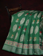Green Colored Motif Prints Semi Chanderi Saree By Gayathri Reddy Designer Studio | Grocsy