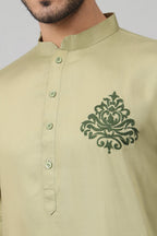 Laurel Embroidered Cotton Kurta by Hilo Design | Grocsy