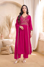 Anaita Pink Anarkali Readymade Suit with Embroidery Work | Grocsy