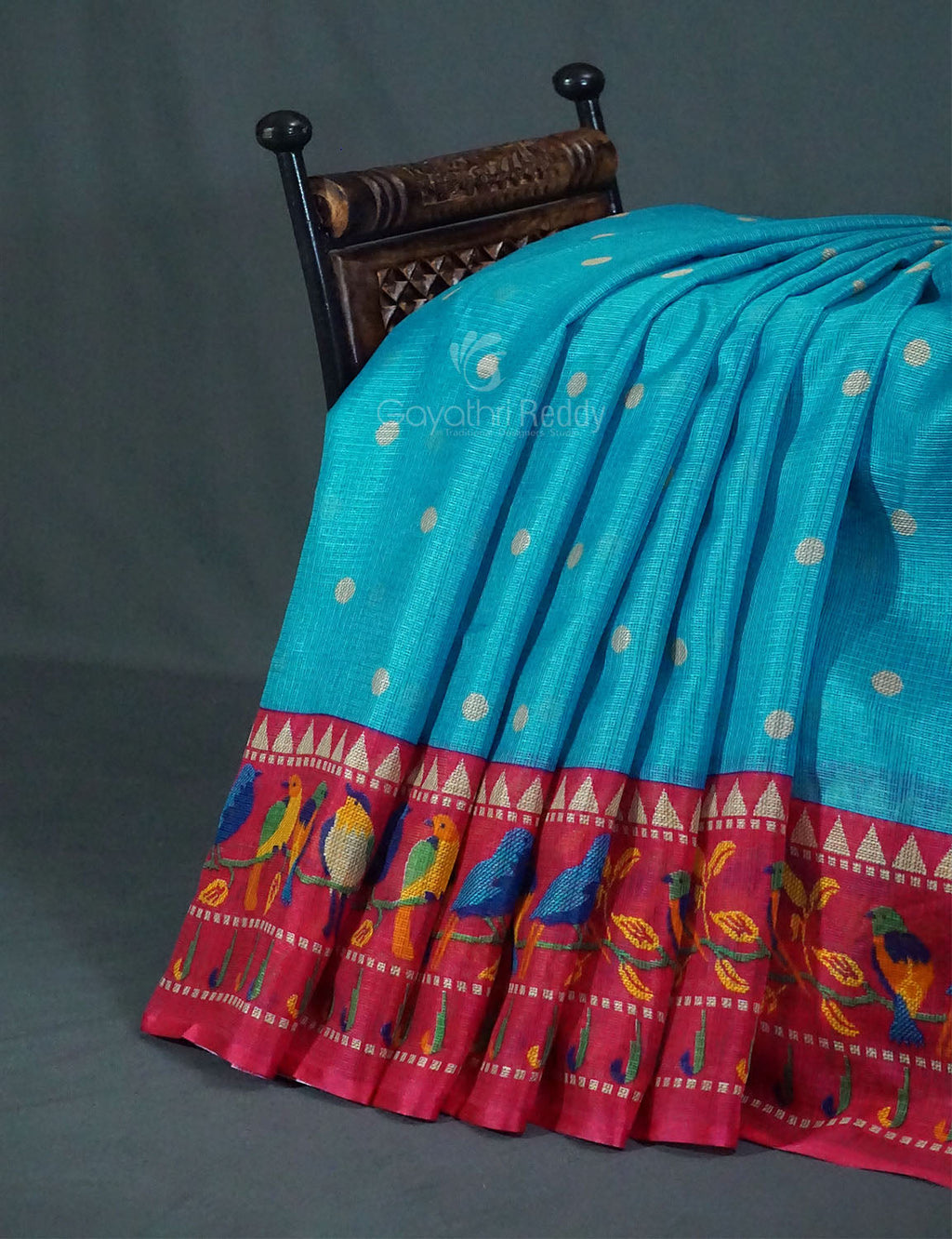 Rama Green Colored with Buttes Semi Silk Kota Saree By Gayathri Reddy Designer Studio | Grocsy