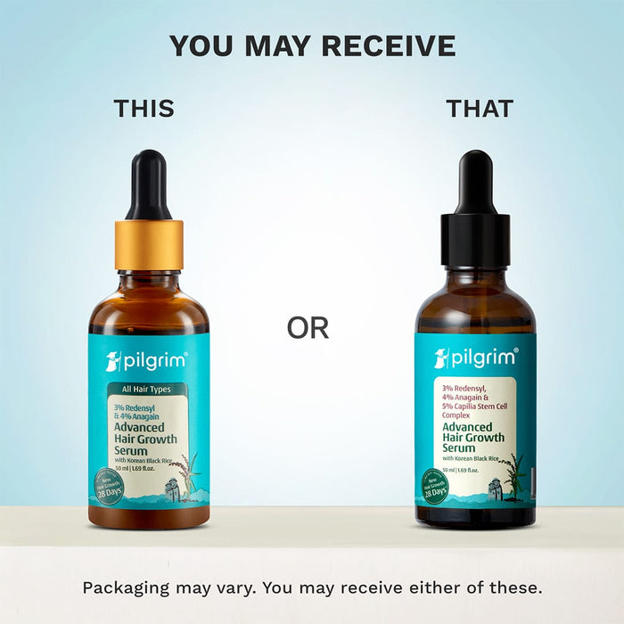 Pilgrim Redensyl 3% + Anagain 4% + 5% Capilia Stem Advanced Hair Growth Serum with Korean Black Rice | Grocsy