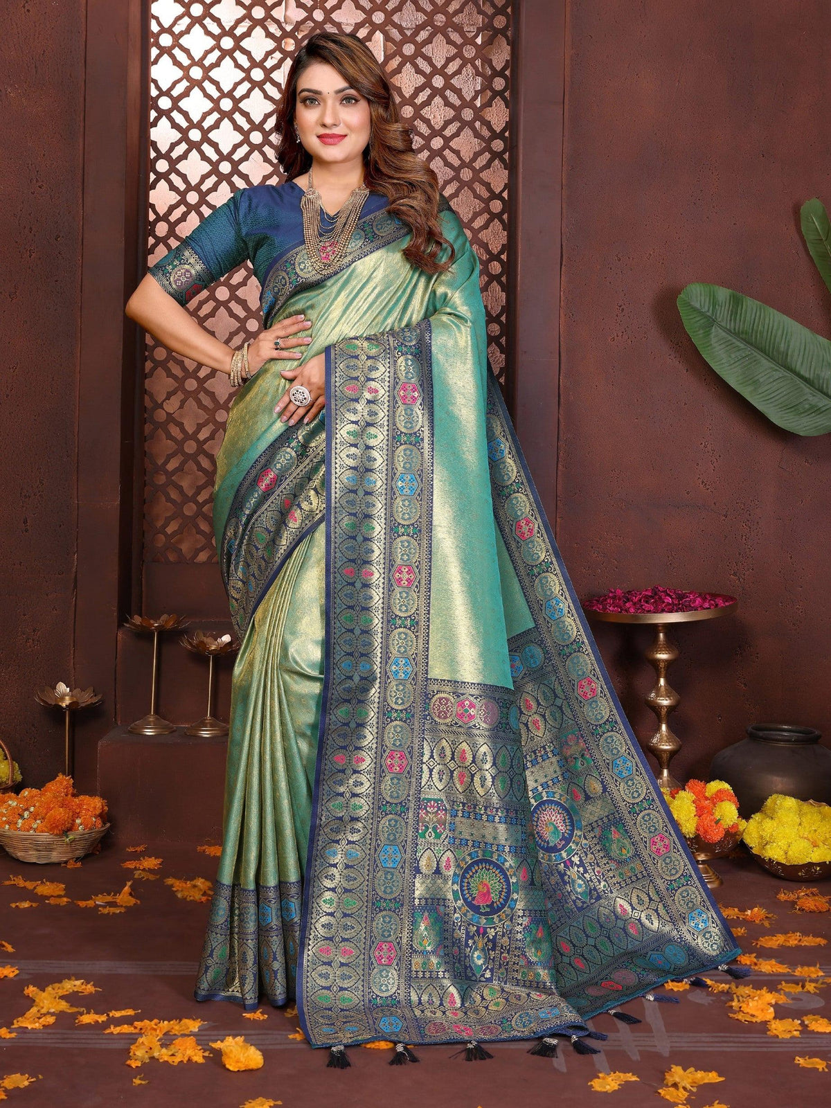 Anaita Banarasi Tissue Silk Saree | Grocsy