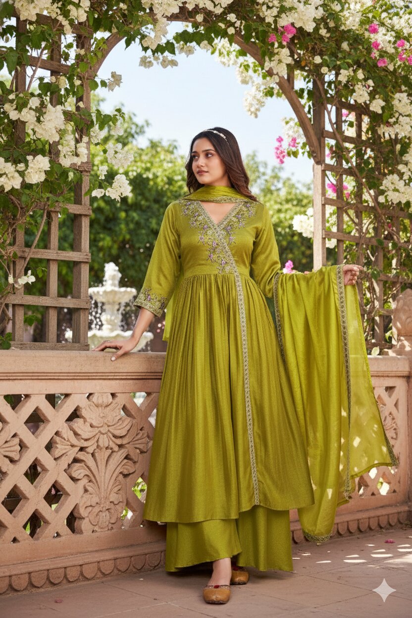 Anaita Yellow Anarkali Readymade Suit with Embroidery Work | Grocsy
