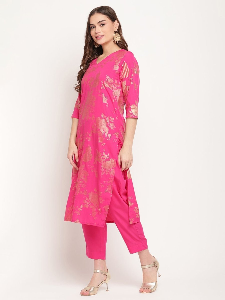 Ahalyaa Dark Pink Crepe Printed Salwar Suit Sets With Dupatta | Grocsy