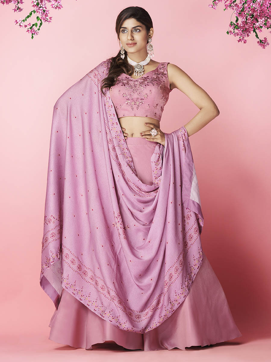 Myra Lilac Art Silk Designer Lehenga | Grocsy