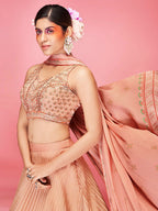 Myra Orange Art Silk Embroidered Designer Lehenga | Grocsy