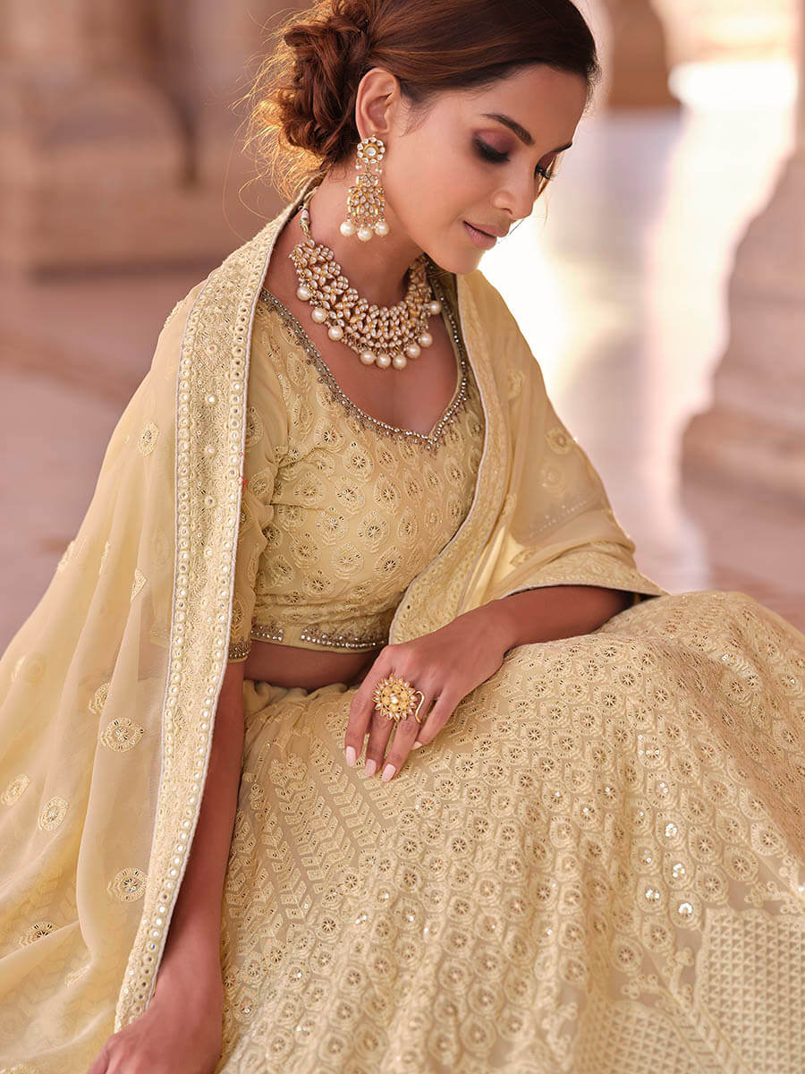 Myra Off White Embroidered Designer Lehenga Choli | Grocsy