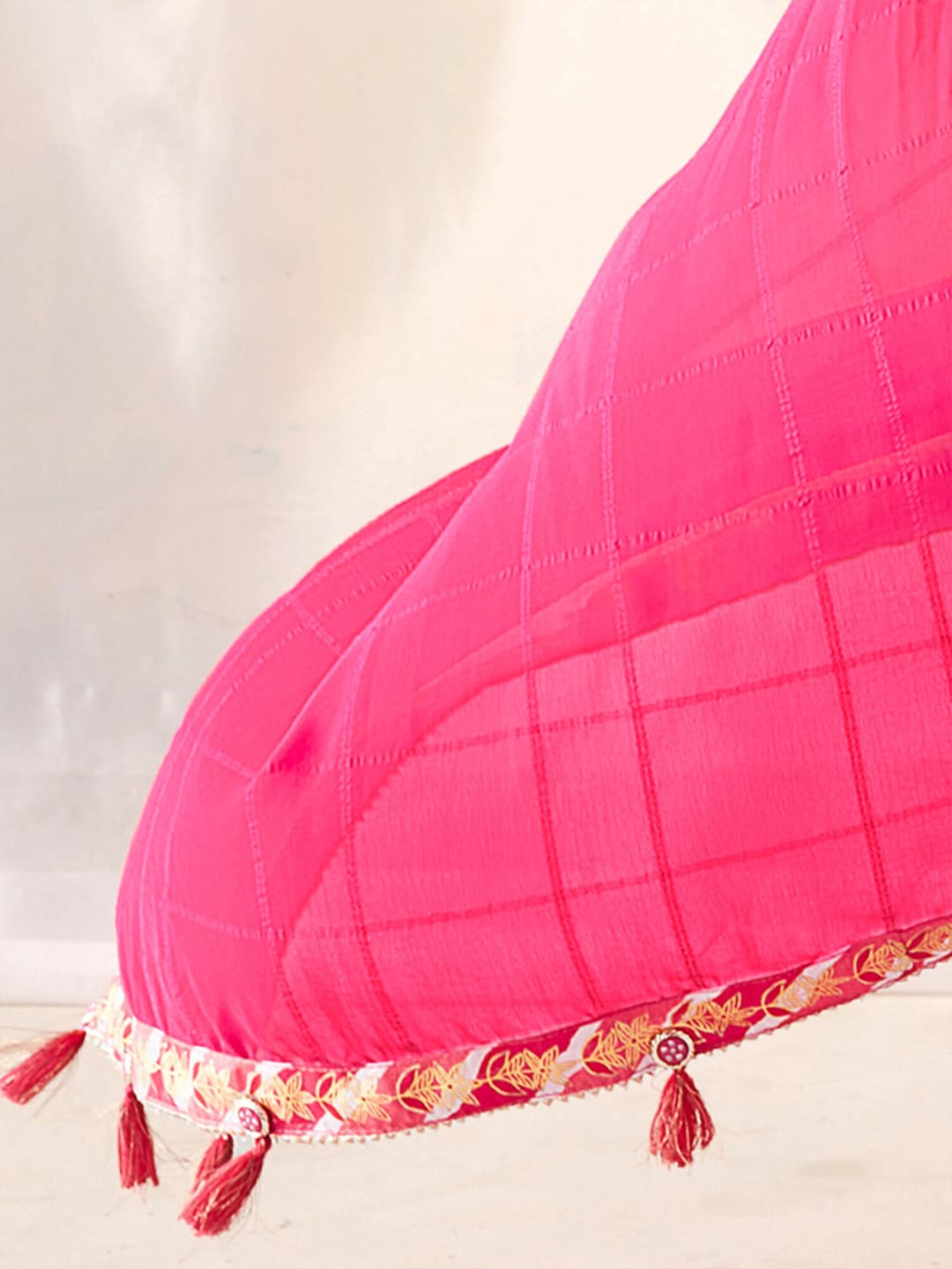 Saree Mall Checked Gotta Patti Pure Georgette Sarees | Grocsy