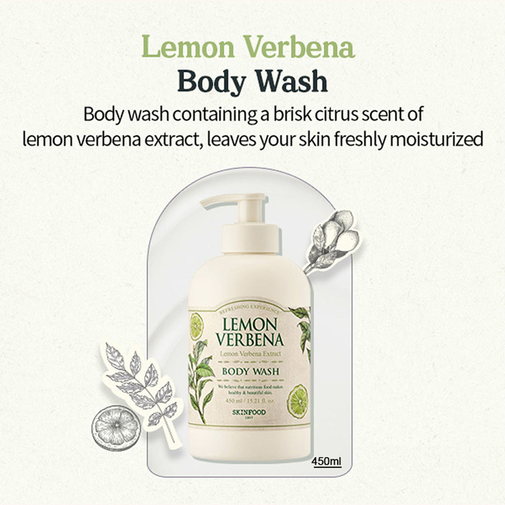 Skinfood Lemon Verbena Body Wash - Energizing, Hydrating, Skin Revitalizing | Grocsy