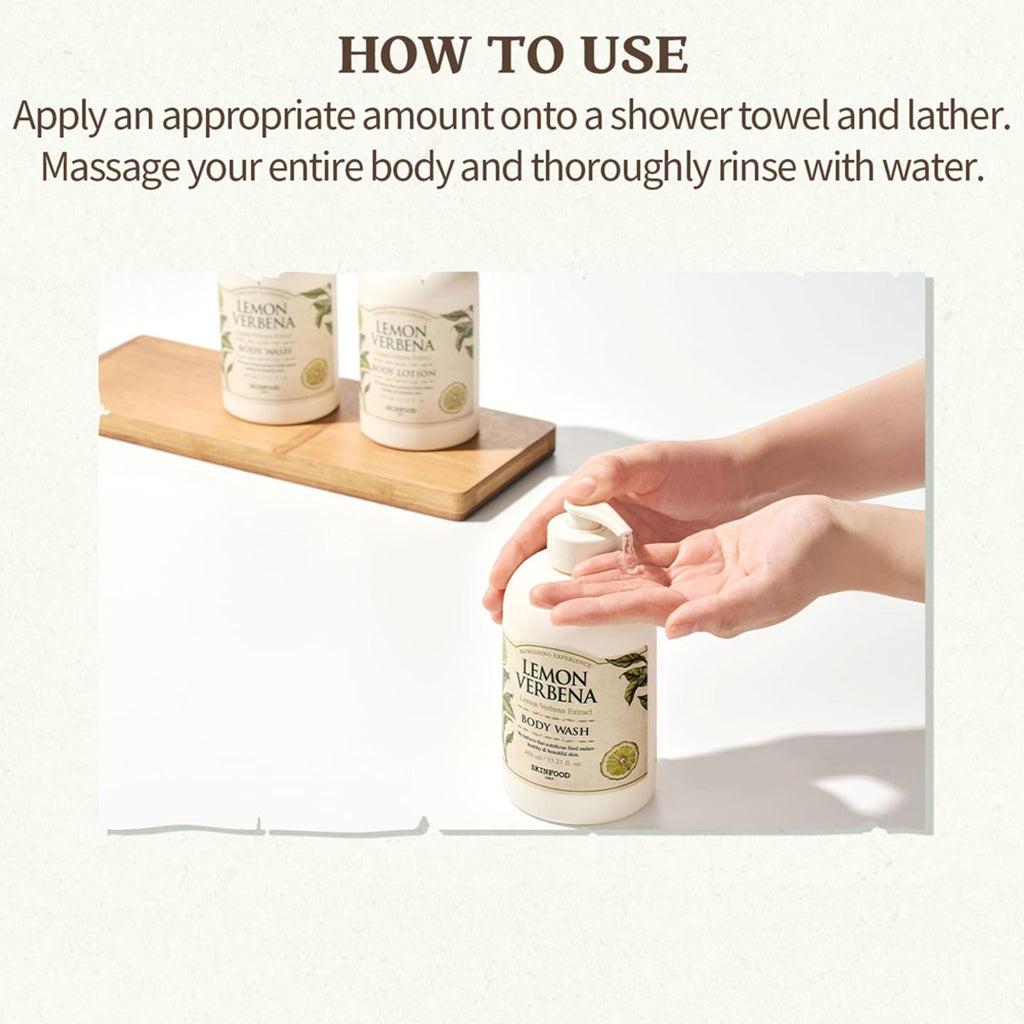 Skinfood Lemon Verbena Body Wash - Energizing, Hydrating, Skin Revitalizing | Grocsy