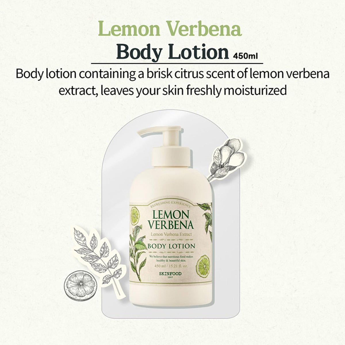 Skinfood Lemon Verbena Body Lotion - Soothing, Refreshing, Skin Softening | Grocsy