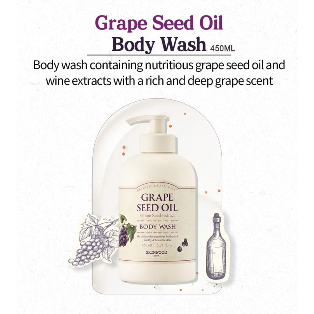 Skinfood Grape Seed Oil Body Wash - Nourishing, Antioxidant-Rich, Revitalizing | Grocsy