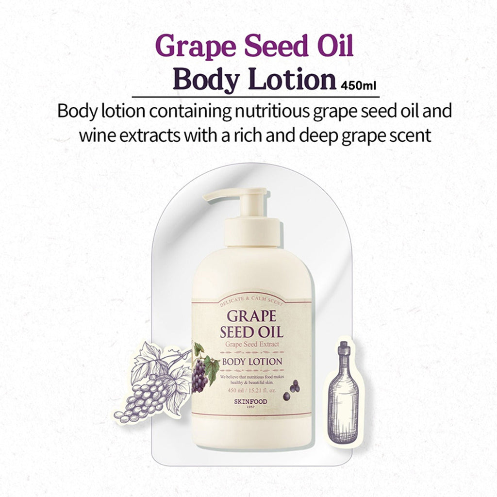 Skinfood Grape Seed Oil Body Lotion - Anti-Aging, Soothing, Skin Repair | Grocsy