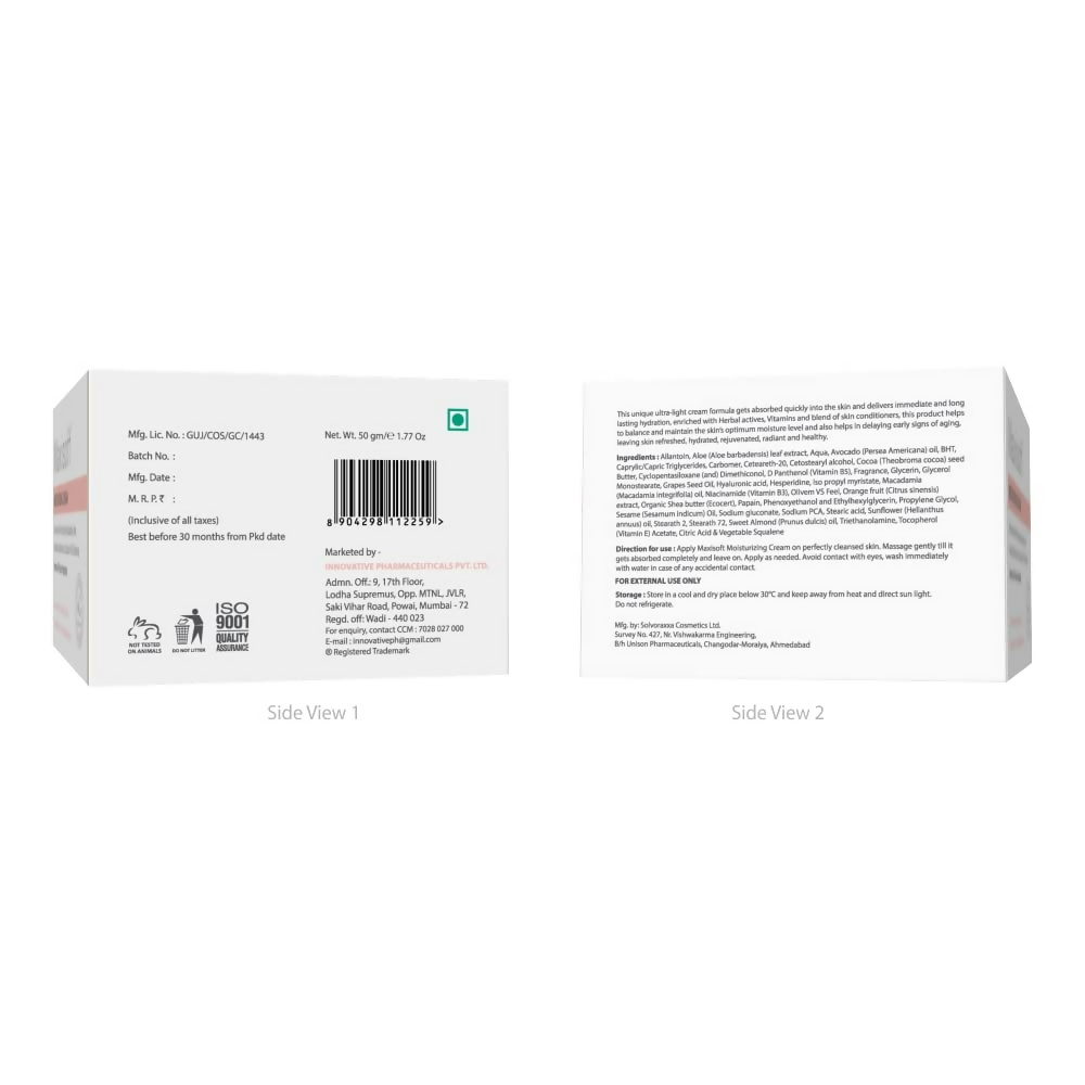Maxisoft Moisturizing Cream With Almond Oil Aloe Avocado Cocoa Butter | Grocsy