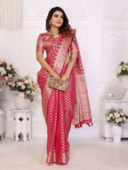 Aastha Fashion Magenta Organza Silk Weaving Saree | Grocsy
