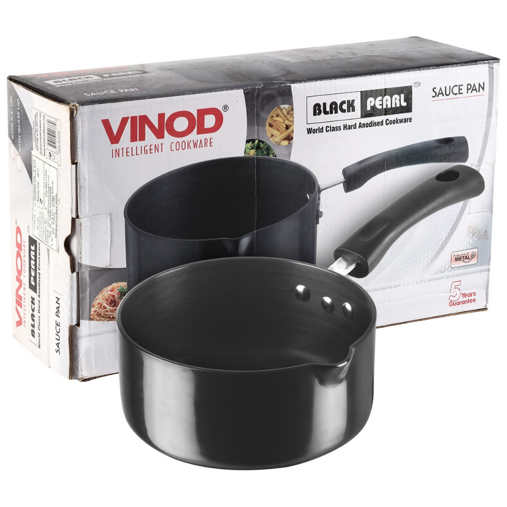Vinod Black Pearl Hard Anodised Saucepan | Grocsy