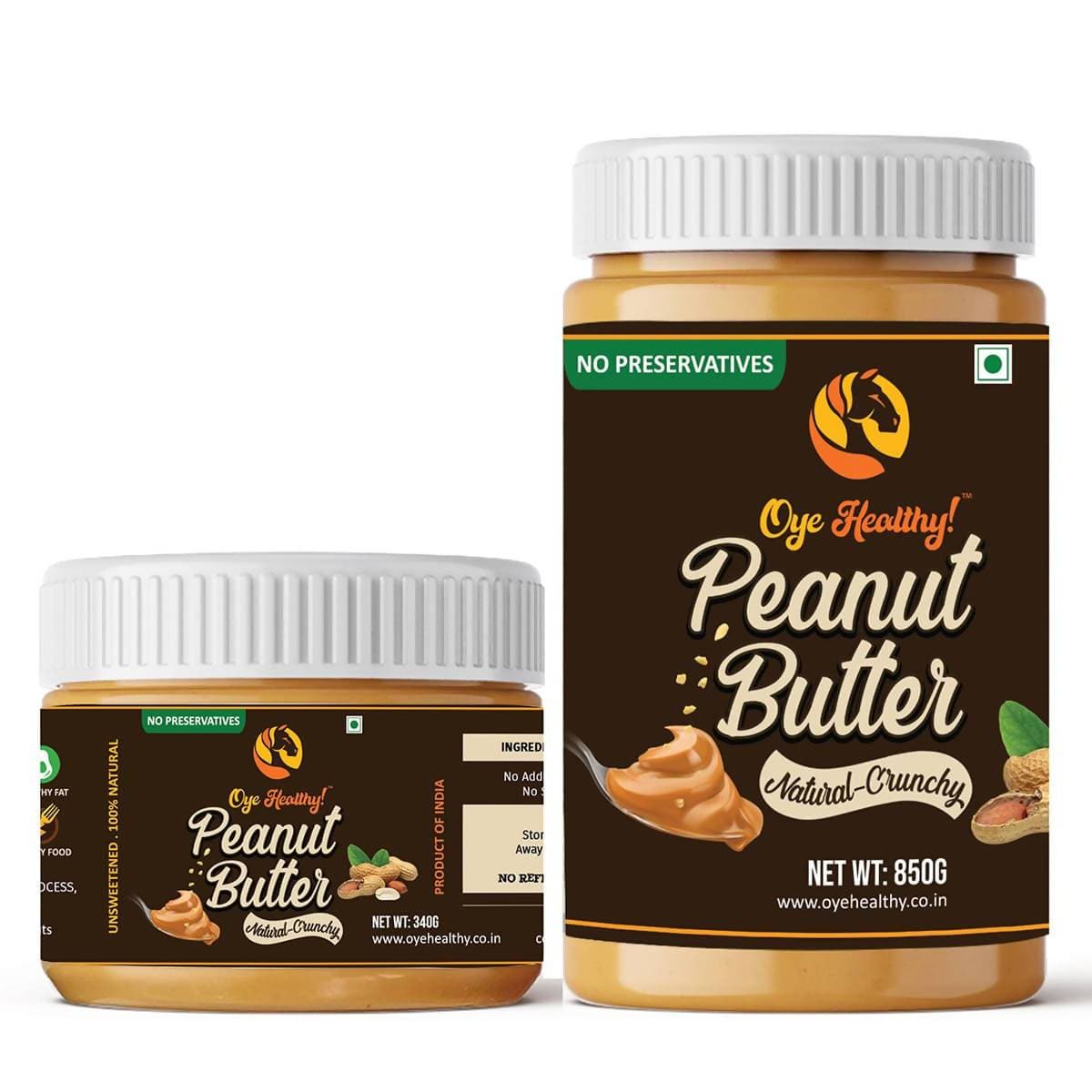 Oye Healthy Peanut Butter Natural Crunchy - Combo (850gm+340gm) | Grocsy