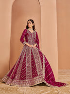 Anaita Dark Pink Georgette Embroidered Salwar Suit | Grocsy