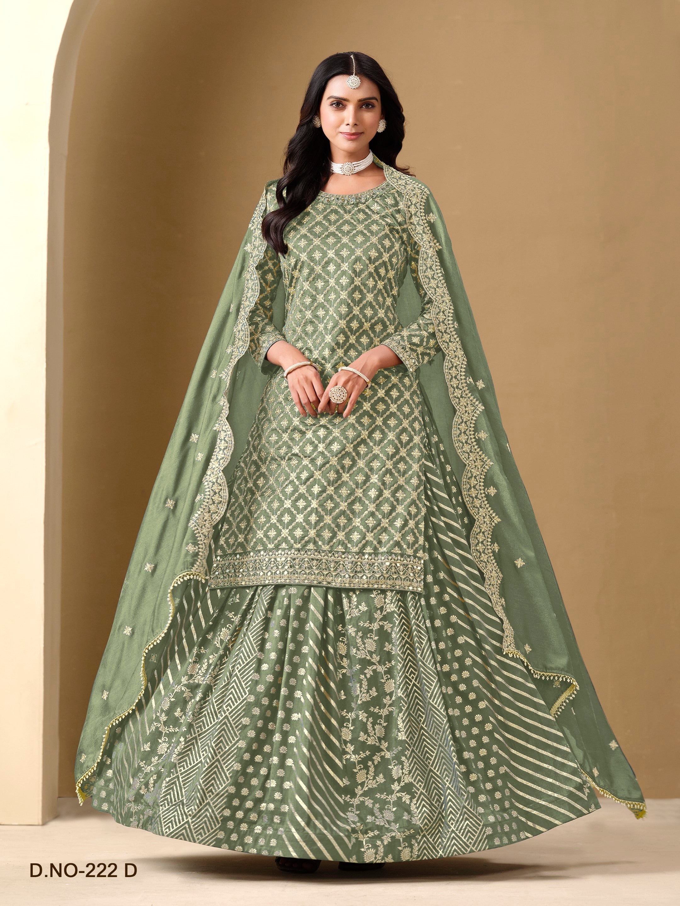 Anaita Dark Magenta Embroidered Chinon Silk Stitched Sharara Suit | Grocsy