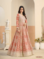 Anaita Light Orange Heavy Embroidered Faux Georgette Anarkali Suit With Salwar | Grocsy