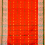 Exclusive Collection 100% Pure Cotton Tomato Red Tant Saree With Hand Weaving Work | Grocsy