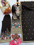 Anaita Black Chinon Readymade Suit with Embroidery & Diamond Work | Grocsy
