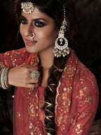 Myra Dark Orange Net Embroidered Sharara Suit | Grocsy