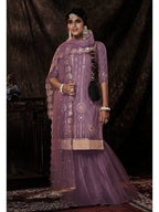 Myra Onion Net Embroidered Sharara Suit | Grocsy