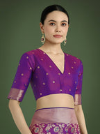 Monjolika Fashion Banarasi Silk Purple Zaal Pattern Traditional Saree | Grocsy
