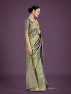 Monjolika Fashion Banarasi Silk Olive Zaal Pattern Traditional Saree | Grocsy