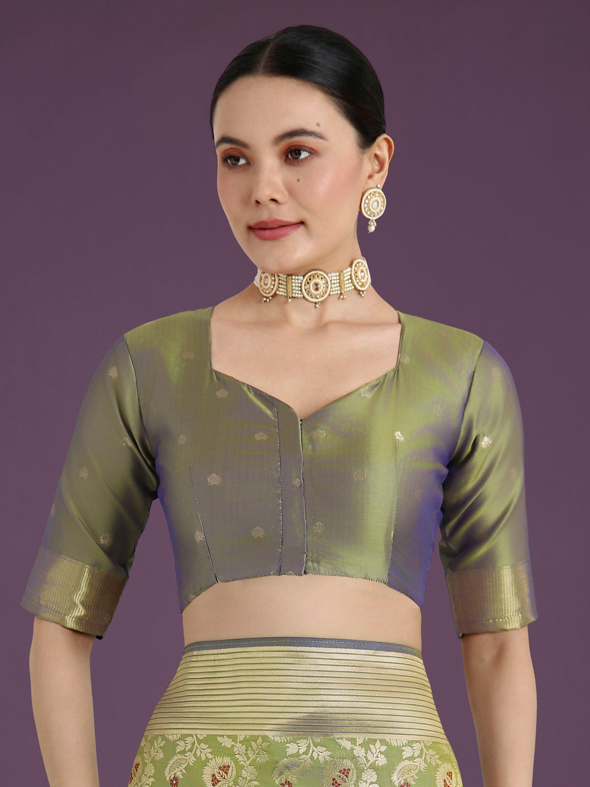 Monjolika Fashion Banarasi Silk Olive Zaal Pattern Traditional Saree | Grocsy