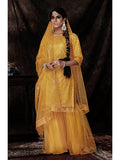 Myra Mustard Net Embroidered Sharara Suit | Grocsy