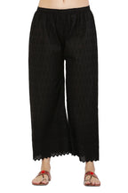 PAVONINE Black Color Half Schiffli Chikankari Cotton Fabric Palazzo For Women | Grocsy