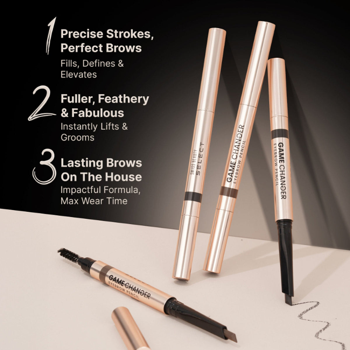 Swiss Beauty Select Game Changer Eyebrow Pencil - 3 Charcoal Black | Grocsy