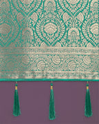 Monjolika Fashion Stunning Turquoise Banarasi Satin Silk Golden Meenakari Work Saree | Grocsy