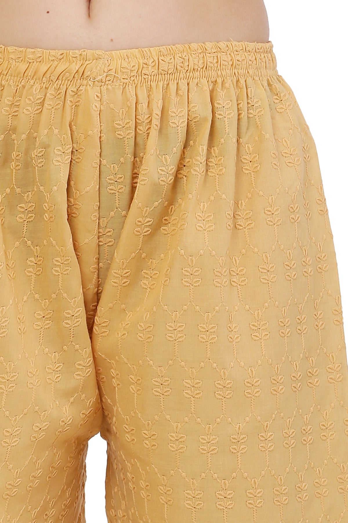 PAVONINE Beige Color Full Chikankari Cotton Fabric Sharara For Women | Grocsy