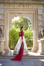 Lorenvalley White Georgette Sequins and Thread Embroidery Work With Lace Touch Up Lehenga Choli with Dupatta | Grocsy