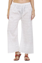 PAVONINE White Color Full Chikankari Cotton Fabric Palazzo For Women | Grocsy