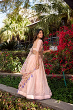 Lorenvalley Light Pink Gold Crush Fabric Sequins and Thread Embroidery All Over Butties Work Lehenga choli | Grocsy
