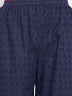 PAVONINE Navy Blue Color Full Chikankari Cotton Fabric Palazzo For Women | Grocsy