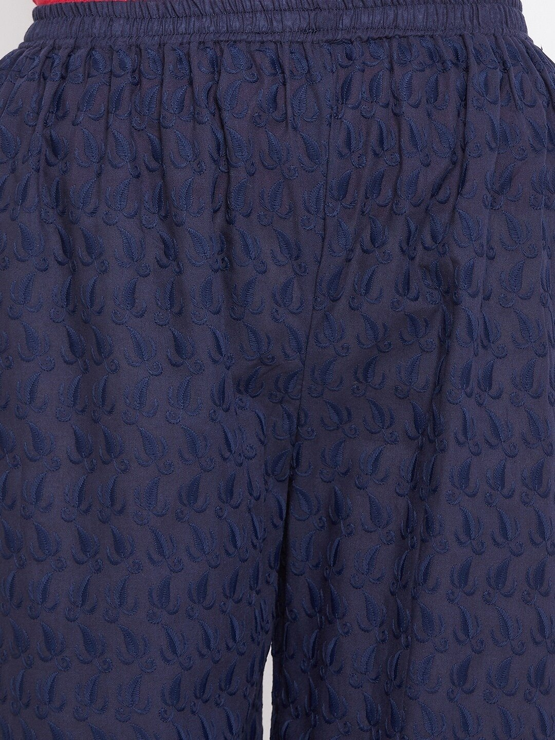 PAVONINE Navy Blue Color Full Chikankari Cotton Fabric Palazzo For Women | Grocsy